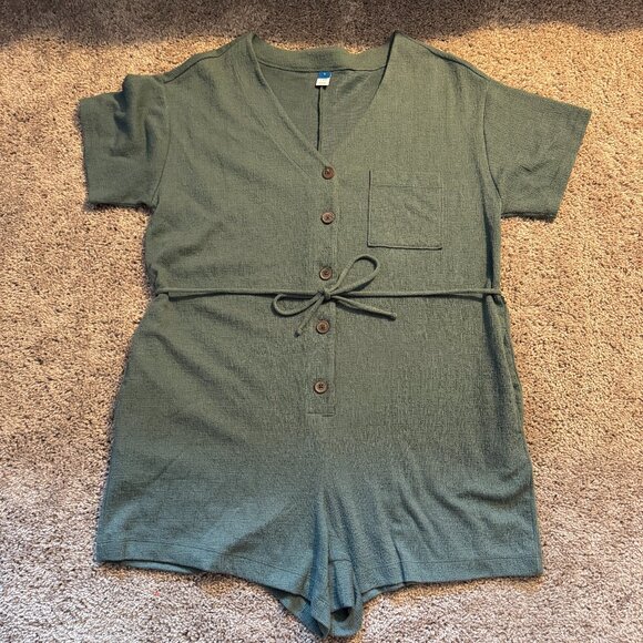 Old Navy Button-Front Tie Waist Romper – Size Large - Picture 1 of 3